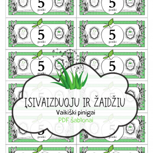 žaisliniai vaikiški pinigai šablonas spausdinti