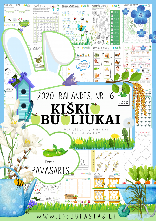 KIŠKIO OBUOLIUKAI Nr. 16 __ PAVASARIS 2020 kiškio obuoliukai idėjų paštas pavasaris užduotys vaikams