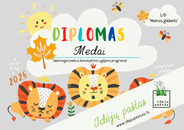 diplomo šablonas darželio išleistuvės spausdinti