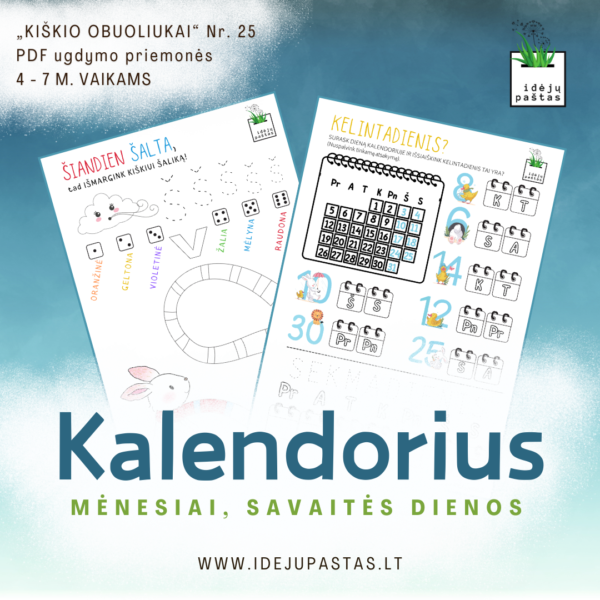 kalendorius pažinimo užduotys pdf spausdinti užduočių lapai