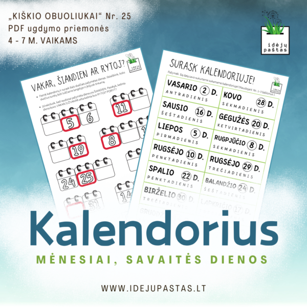 pdf kalendoriaus pažinimo užduotys metų laikai mėnesiai savaitės dienos