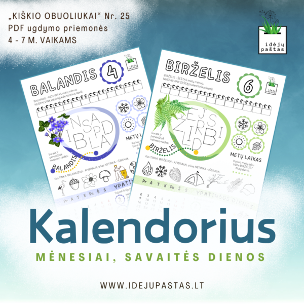 pdf kalendoriaus pažinimo užduotys metų laikai mėnesiai savaitės dienos balandis birželis
