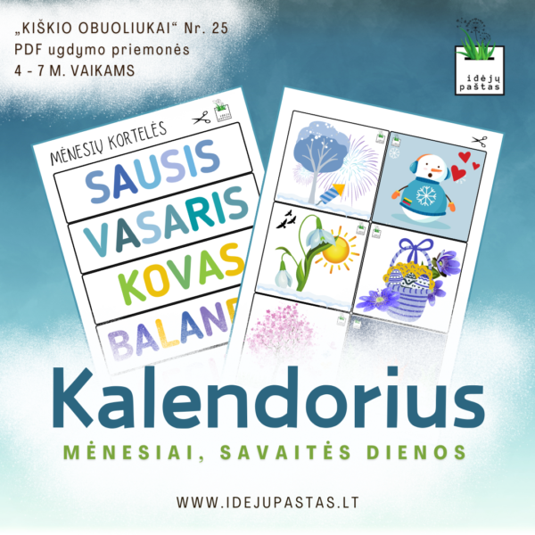 kalendorius pažinimo užduotys pdf spausdinti vaikams mėnesių pavadinimai
