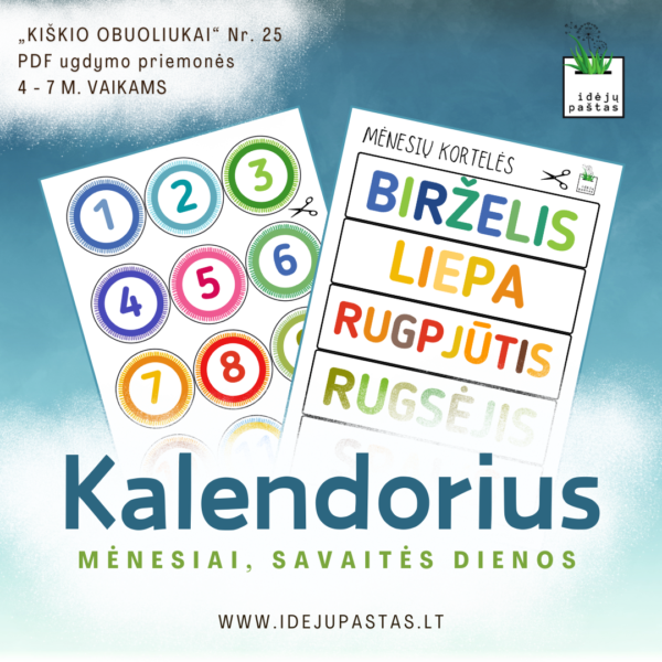 kalendorius pažinimo užduotys pdf spausdinti vaikams mėnesių pavadinimai