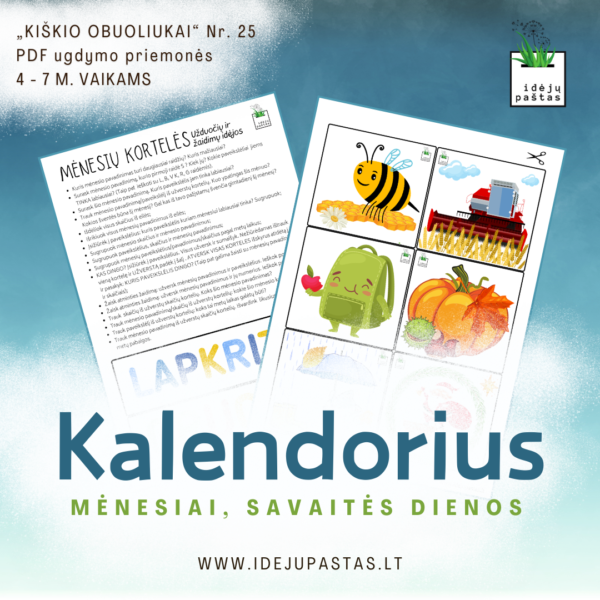 kalendorius pažinimo užduotys pdf spausdinti vaikams mėnesių pavadinimai veiklų idėjos