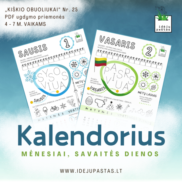 kalendorius pažinimo užduotys pdf spausdinti vaikams sausis vasaris užduočių lapai