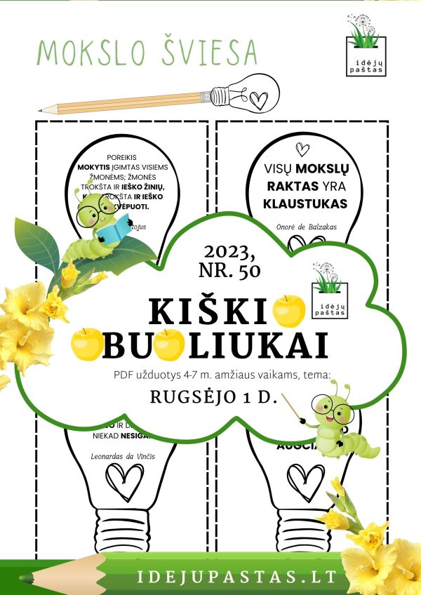 Rugsėjo 1 d. dovanėlių šablonai su sentencijomis apie mokslą