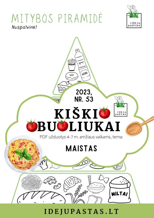 PDF užduotys vaikams mitybos pirmidė spalvinimui pdf