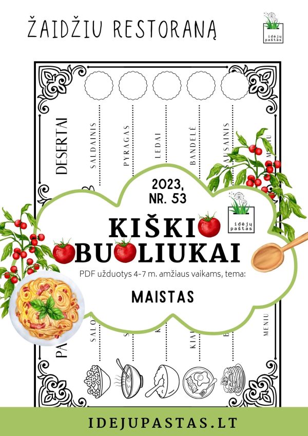 pdf šablonai meniu restoranas vaikams