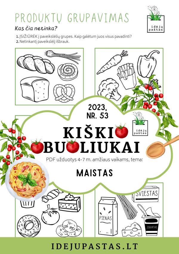 PDF UŽDUOTYS VAIKAMS MAISTO PRODUKTŲ GRUPAVIMAS