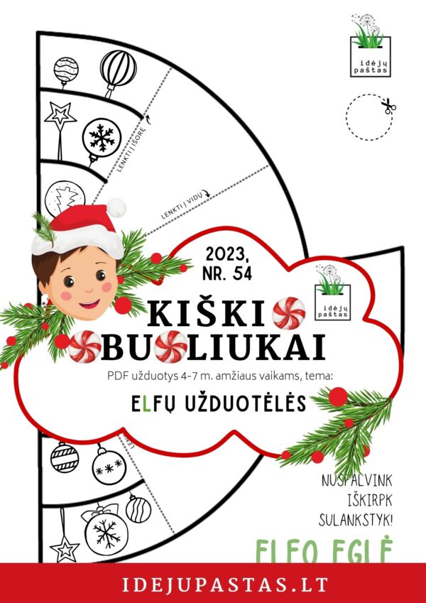 kalėdinis darbelis trafaretas eglė pdf su elfu