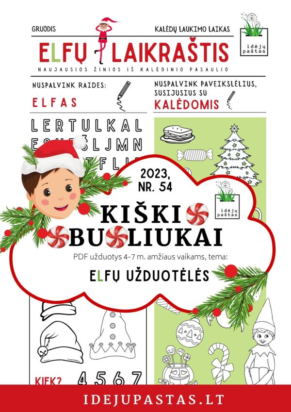 elfų laikraštis užduotėlės kalėdinės