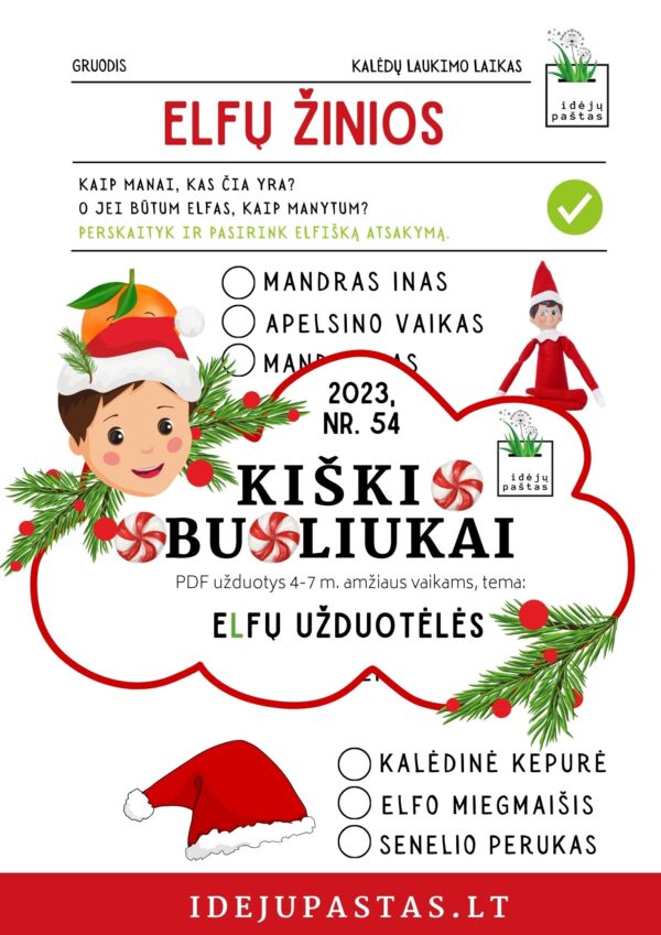 kalėdinės užduotys vaikams skaitymas
