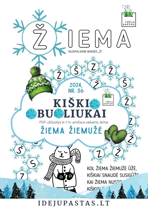 ŽIEMA ŽIEMUŽĖ pdf užduotys apie žiemą RAIDĖ Ž