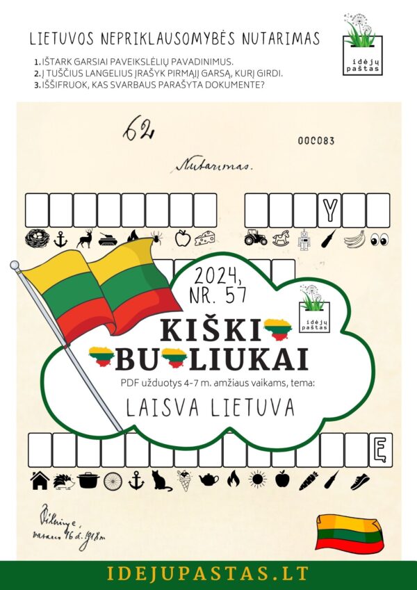 laisva Lietuva vasario 16 užduotys pdf nepriklausomybės aktas nutarimas iššifruok