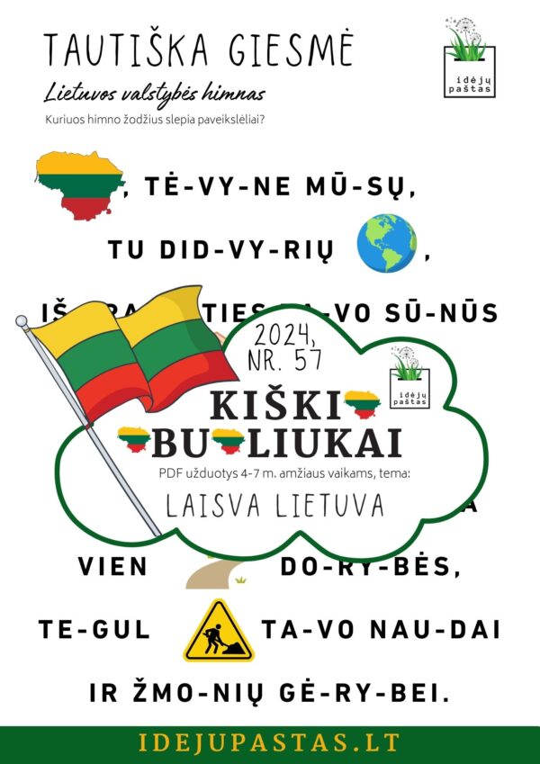 Lietuvos himnas skiemenuotas tekstas mokytis skaityti vaikams tautiška giesmė lietuva pdf