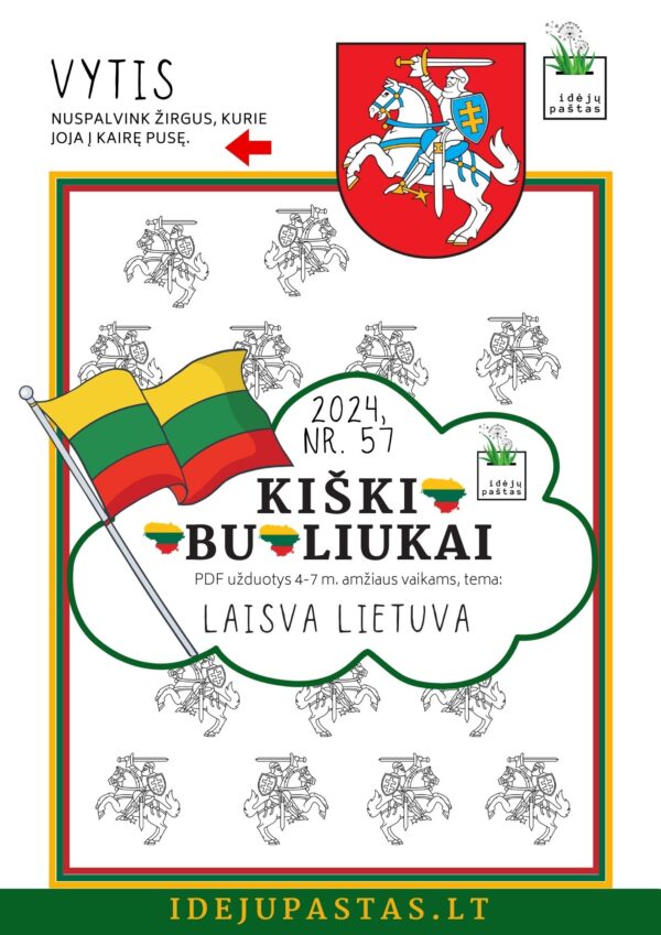 Vytis herbas kairė dešinė atpažinti Lietuva užduotys vasario 16 kovo 11 užduotys