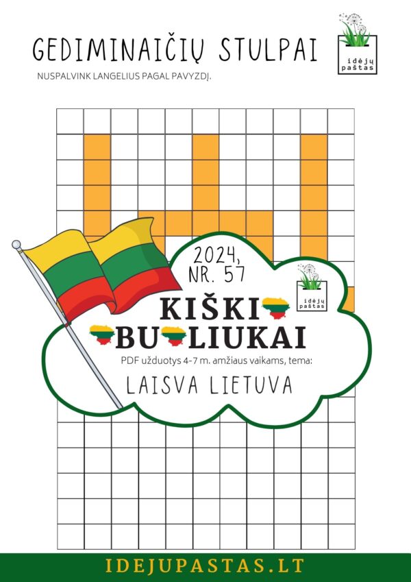 Gediminaičių stulpai trafaretas spalvinti Lietuva užduotys vasario 16 kovo 11 užduotys