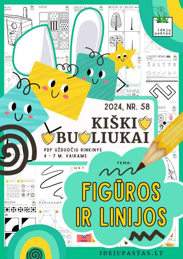 geometrinės figūros ir linijos užduotys pdf vaikams