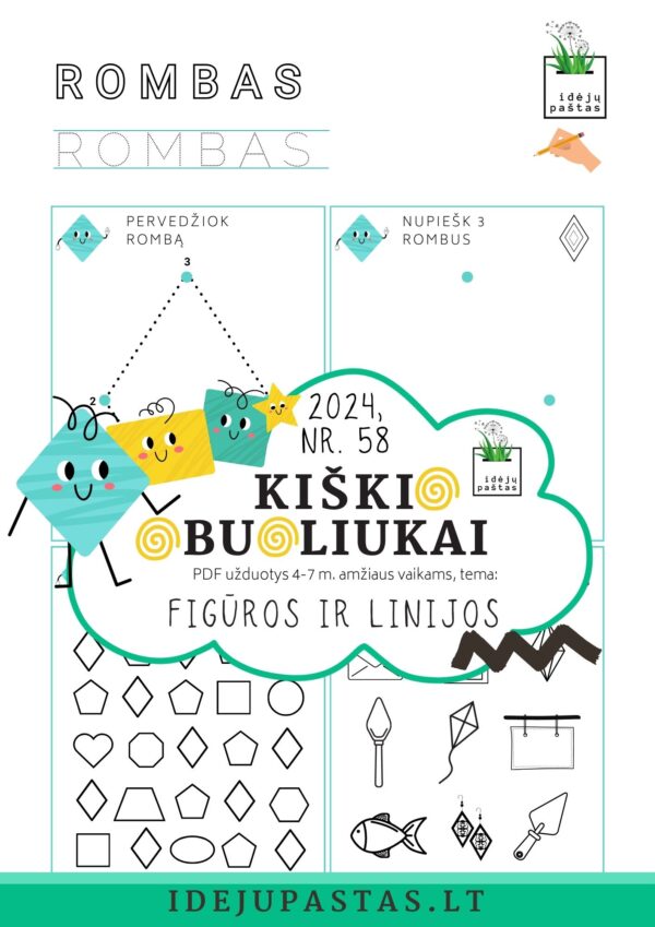 geometrinės figūros užduotys pdf ROMBAS