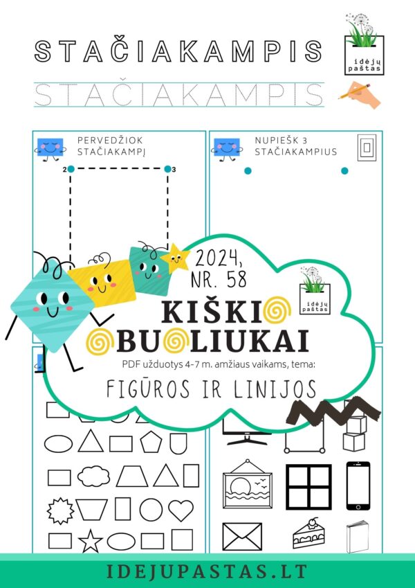 geometrinės figūros užduotys pdf STAČIAKAMPIS