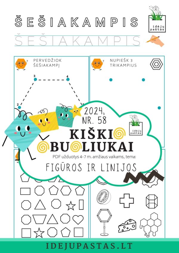 geometrinės figūros užduotys pdf ŠEŠIAKAMPIS