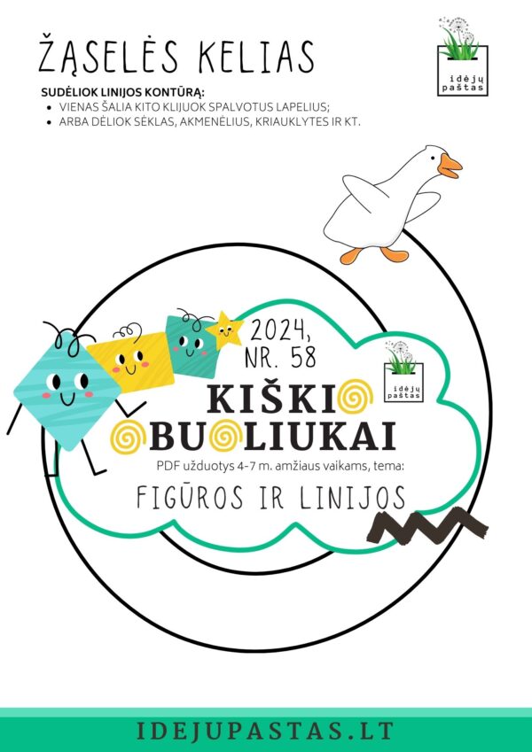 LINIJOS // skaičiavimas_ geometrinės figūros ir linijos užduotys pdf vaikams šablonas spausdinimui