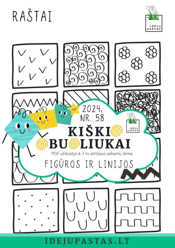 ORNAMENTAI // geometrinės figūros ir linijos užduotys pdf vaikams
