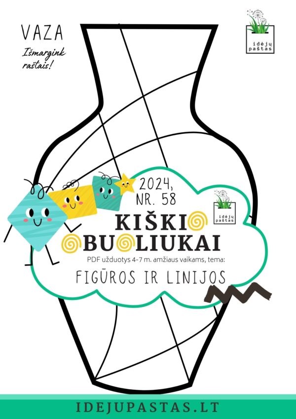 ORNAMENTAI VAZA // geometrinės figūros ir linijos užduotys pdf vaikams