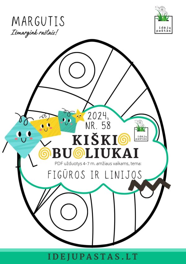 ORNAMENTAI IR MARGUTIS // geometrinės figūros ir linijos užduotys pdf vaikams