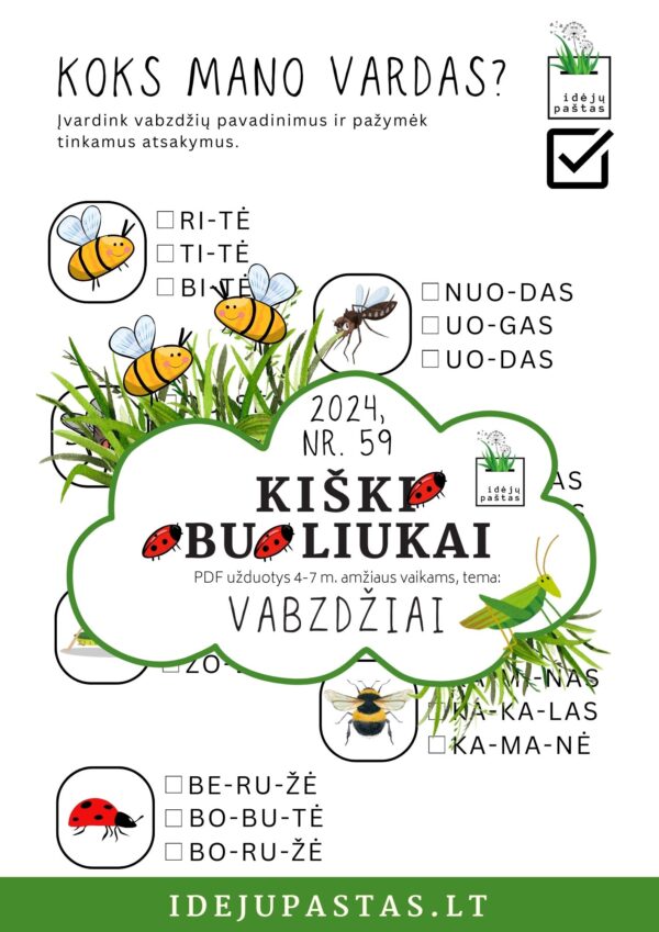 MOKAUSI SKAITYTI užduotis vaikams pdf kiškio obuoliukai vabzdžiai