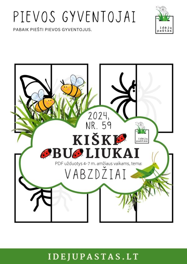 nupiešk antrą pusę užduotis vaikams pdf kiškio obuoliukai vabzdžiai