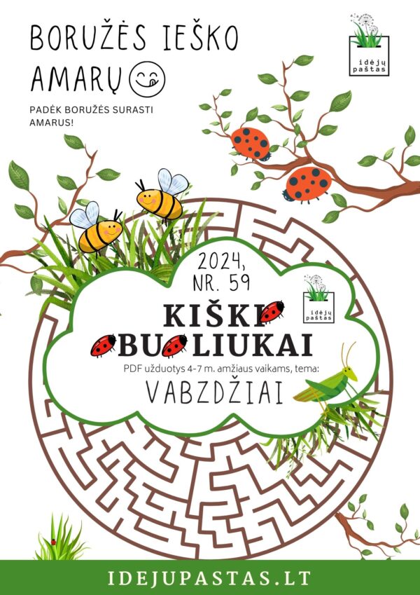 labirintas boružė ir amarai užduotis vaikams pdf kiškio obuoliukai vabzdžiai