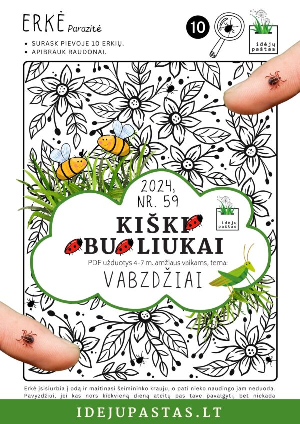 erkė erkės užduotis vaikams pdf kiškio obuoliukai vabzdžiai