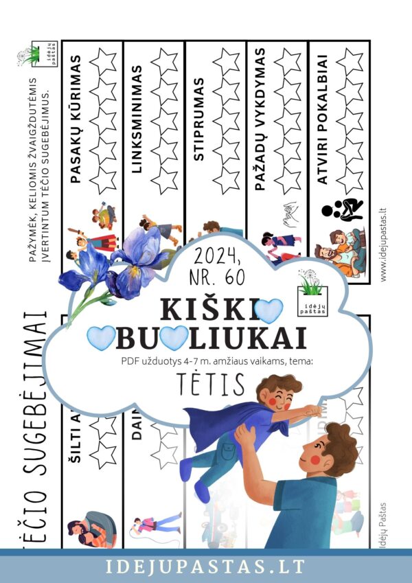 pdf užduotys veiklos kūrybiniai darbeliai šablonai tėčio dienos proga_KIŠKIO OBUOLIUKAI tema TĖTIS_TĖČIO SUPER SUGEBĖJIMAI_ vertinimo anketa penkios žvaigždutės