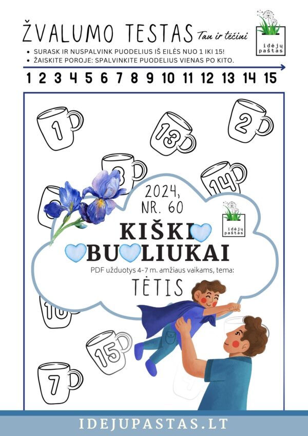 pdf užduotys veiklos kūrybiniai darbeliai šablonai tėčio dienos proga_KIŠKIO OBUOLIUKAI tema TĖTIS_skaičių seka 1-15