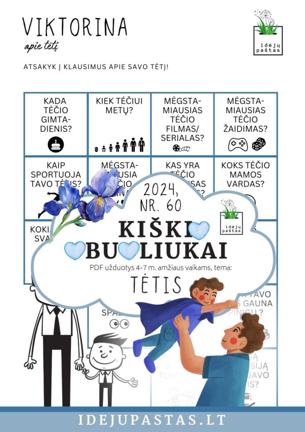 pdf užduotys veiklos kūrybiniai darbeliai šablonai tėčio dienos proga_KIŠKIO OBUOLIUKAI tema TĖTIS_viktorina apie tėtį
