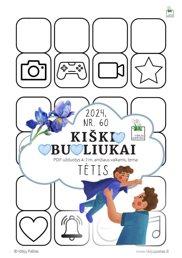 pdf užduotys veiklos kūrybiniai darbeliai šablonai tėčio dienos proga_KIŠKIO OBUOLIUKAI tema TĖTIS_atvirukas su appsų atvartais tėčiui: išmanusis tėtis