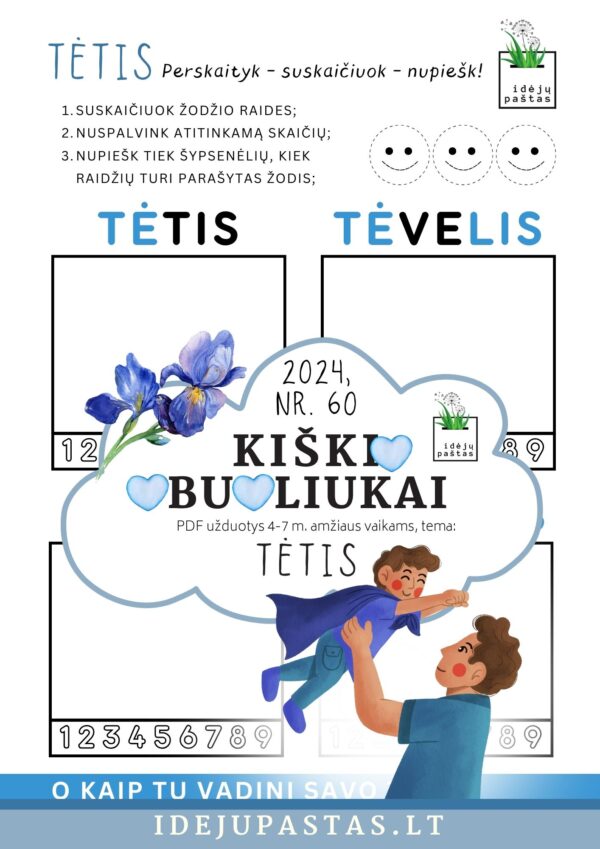 pdf užduotys veiklos kūrybiniai darbeliai šablonai tėčio dienos proga_KIŠKIO OBUOLIUKAI tema TĖTIS_skaitau ir skaičiuoju