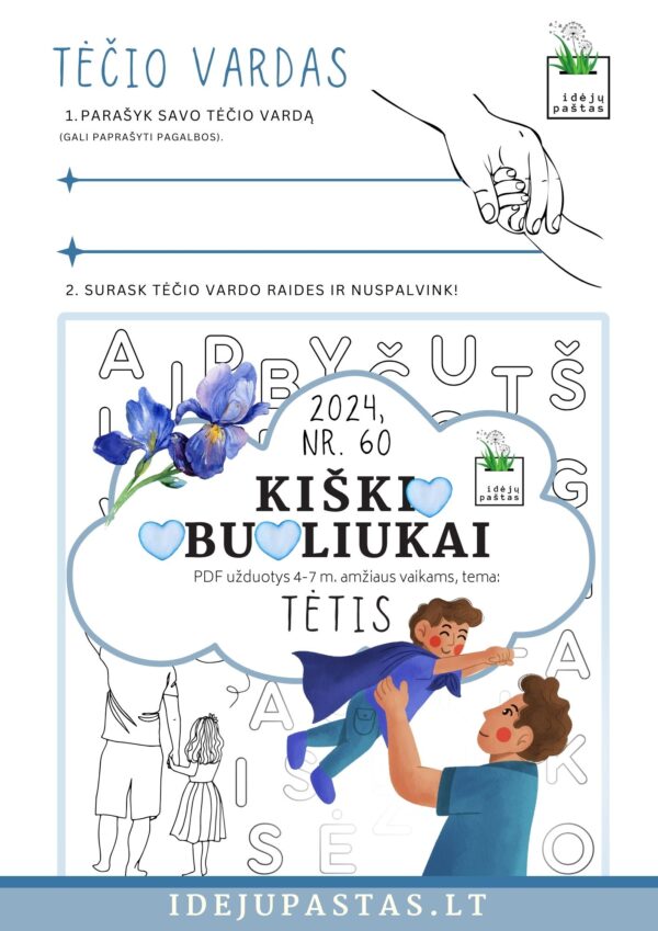 pdf užduotys veiklos kūrybiniai darbeliai šablonai tėčio dienos proga_KIŠKIO OBUOLIUKAI tema TĖTIS_tėčio vardas