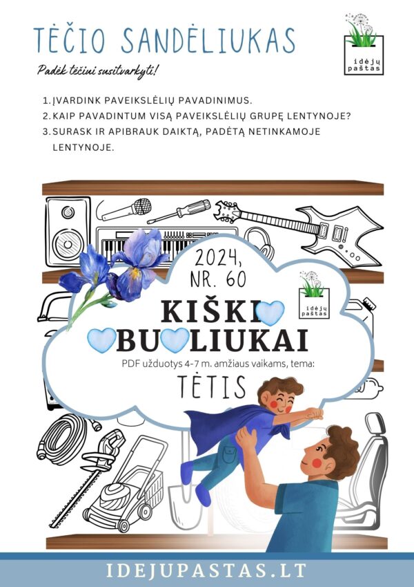 pdf užduotys veiklos kūrybiniai darbeliai šablonai tėčio dienos proga_KIŠKIO OBUOLIUKAI tema TĖTIS_ieškojimo užduodis_grupavimas