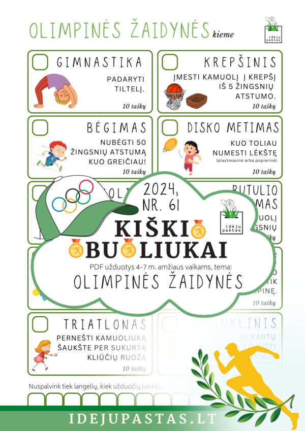 OLIMPINĖS ŽAIDYNĖS pdf užduotys vaikams olimpiniai žaidimai