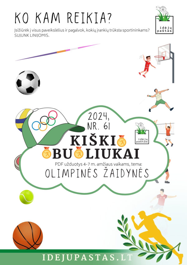 vasaros OLIMPINĖS ŽAIDYNĖS pdf užduotys vaikams