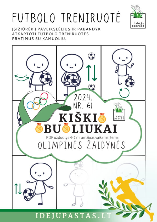 vasaros OLIMPINĖS ŽAIDYNĖS pdf užduotys vaikams futbolo mankšta