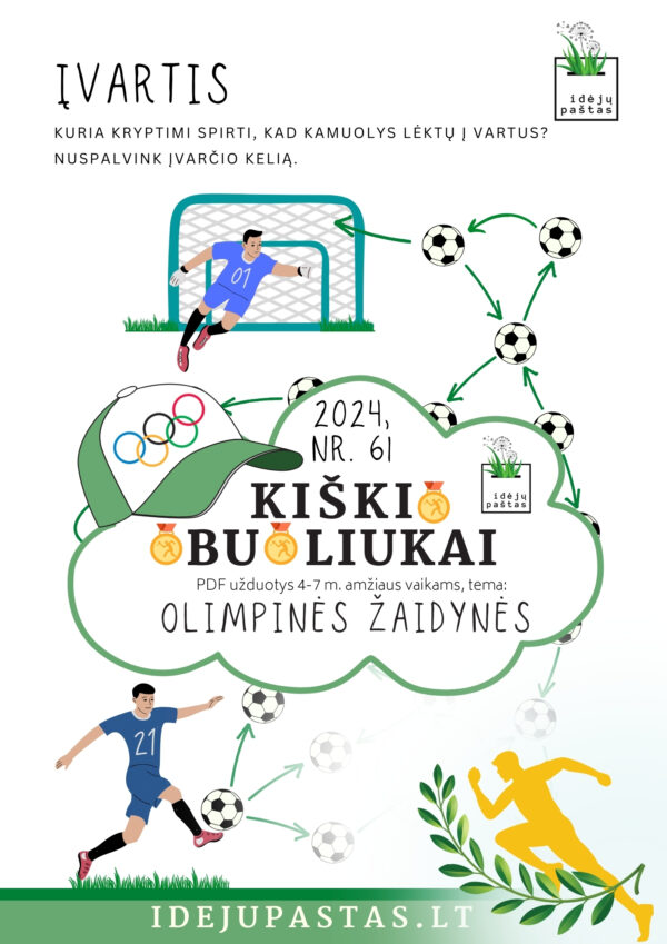 vasaros OLIMPINĖS ŽAIDYNĖS pdf užduotys vaikams futbolas