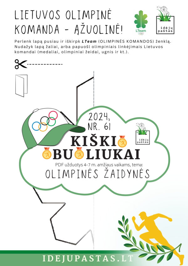 VASAROS OLIMPINĖS ŽAIDYNĖS pdf užduotys vaikams olimpinės komandos logotipas spalvinti