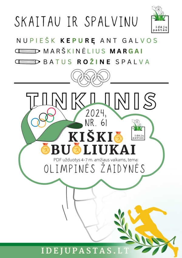 VASAROS OLIMPINĖS ŽAIDYNĖS pdf užduotys vaikams spalvinimas tinklinis