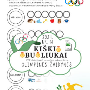 OLIMPINĖS ŽAIDYNĖS pdf užduotys vaikams olimpinė vėliava olimpiniai žiedai reikšmė