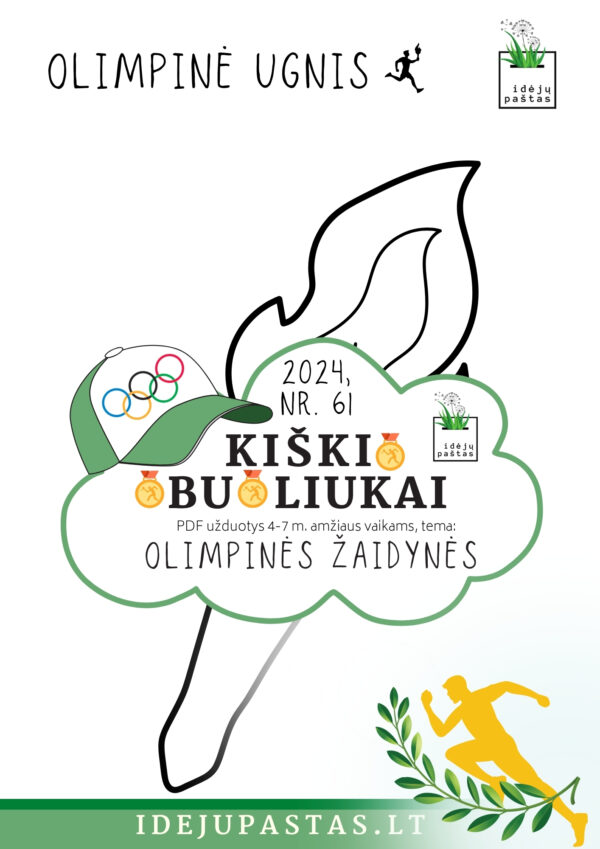 OLIMPINĖS ŽAIDYNĖS pdf užduotys vaikams olimpinė ugnis spalvinti