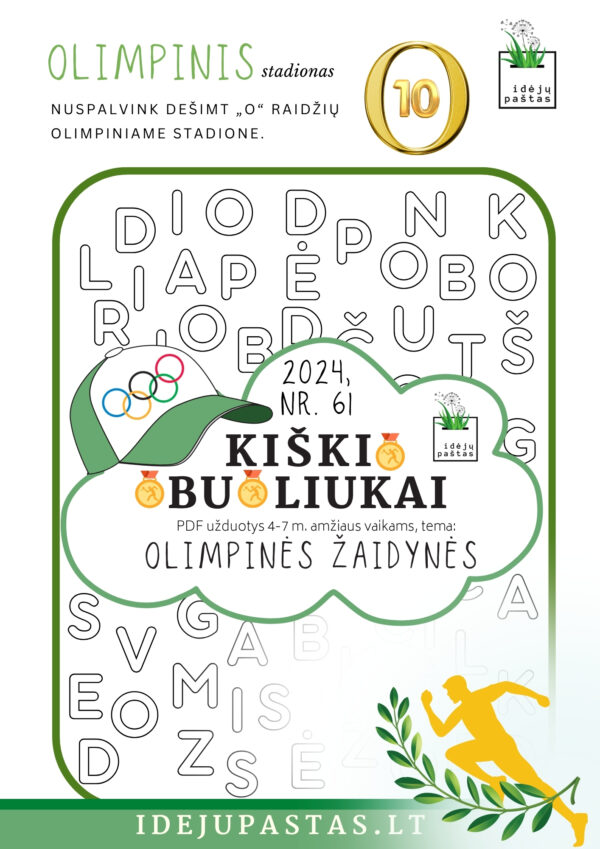 OLIMPINĖS ŽAIDYNĖS pdf užduotys vaikams o raidė